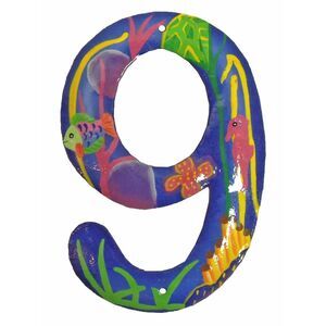 Tropical Reef Address House Number Haitian Metal Art Number 9
